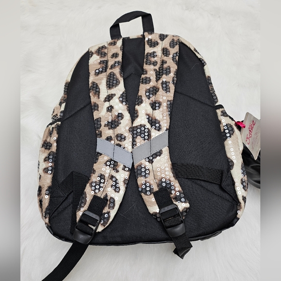 JUSTICE Girl Backpack Set 4pcs, Lunch Bag, Keychain & Pouch, Cheetah Theme, NEW - Picture 5 of 9